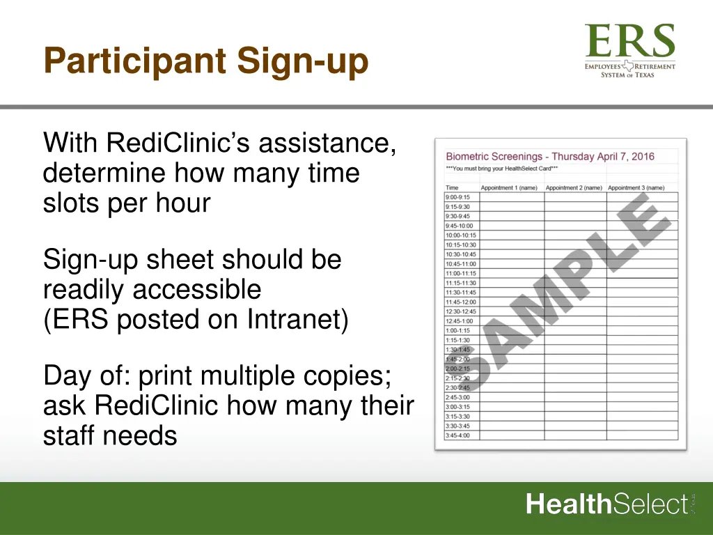 participant sign up