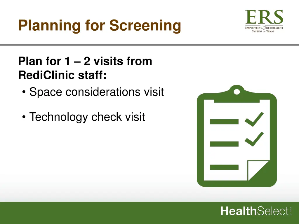 planning for screening