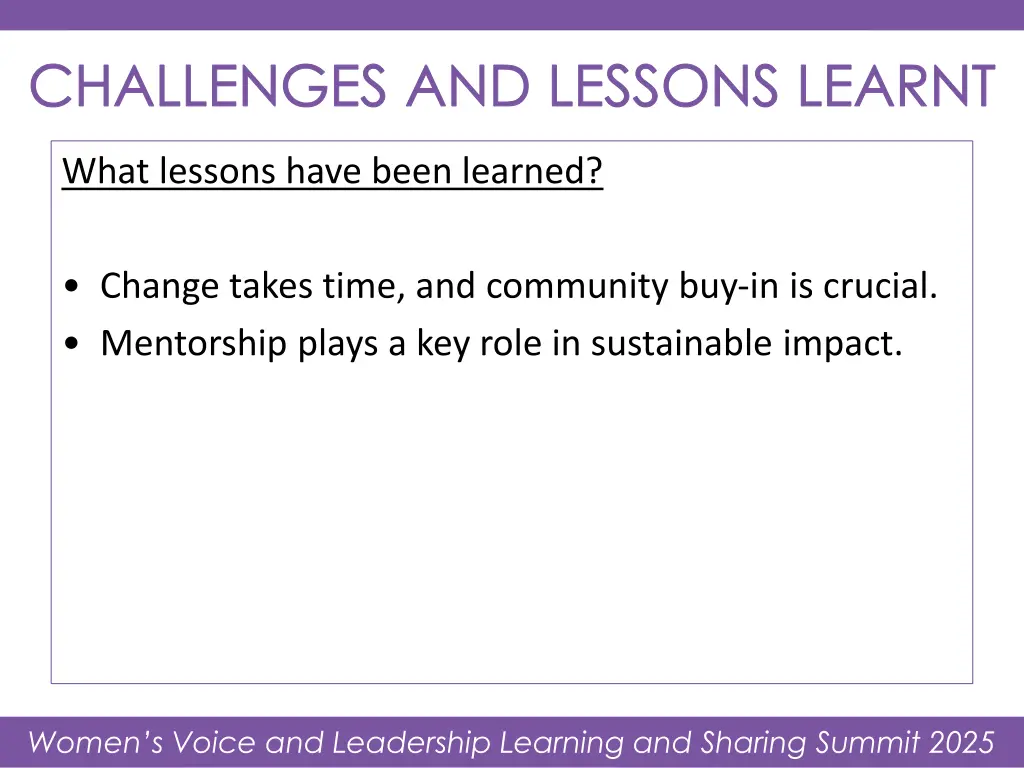 challenges and lessons learnt 1