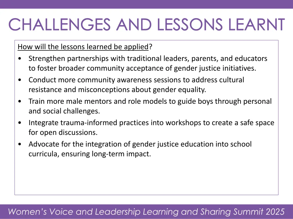 challenges and lessons learnt 2