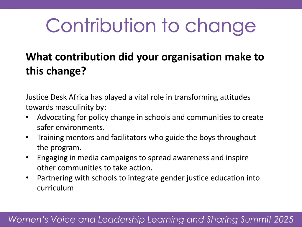contribution to change