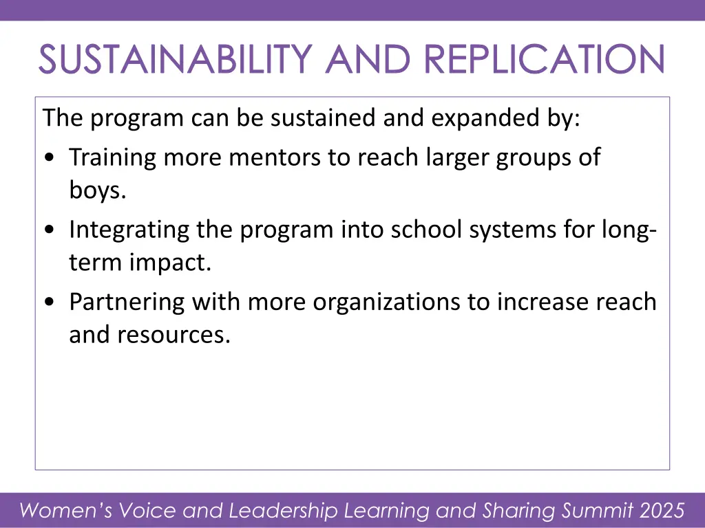 sustainability and replication
