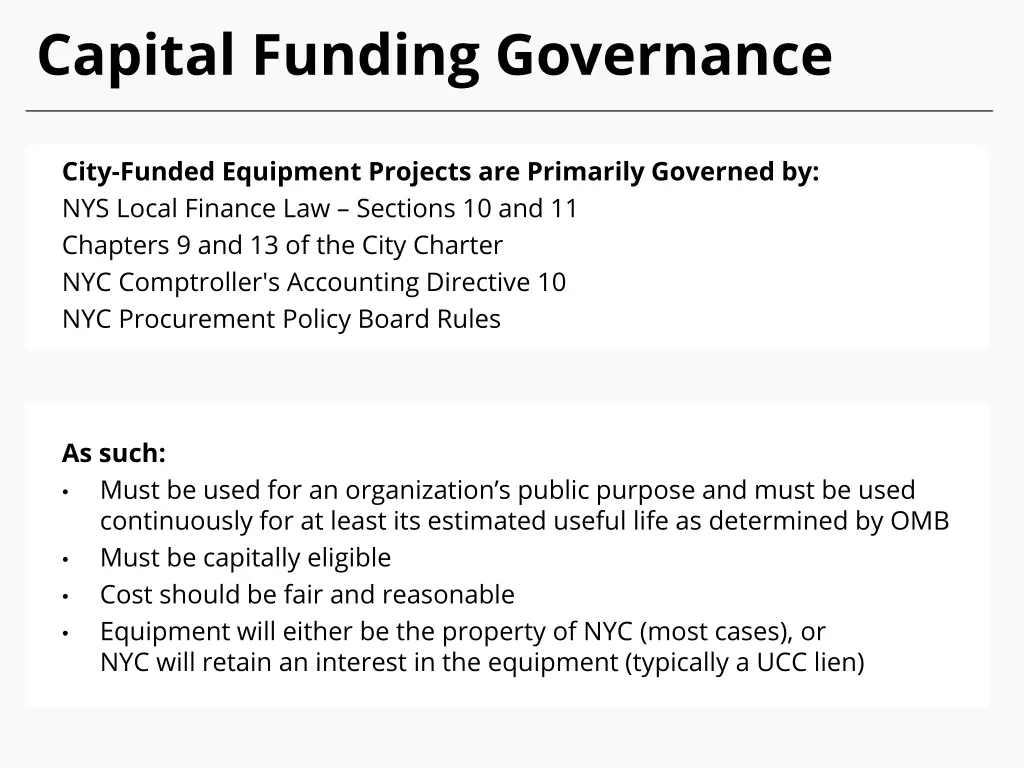 capital funding governance