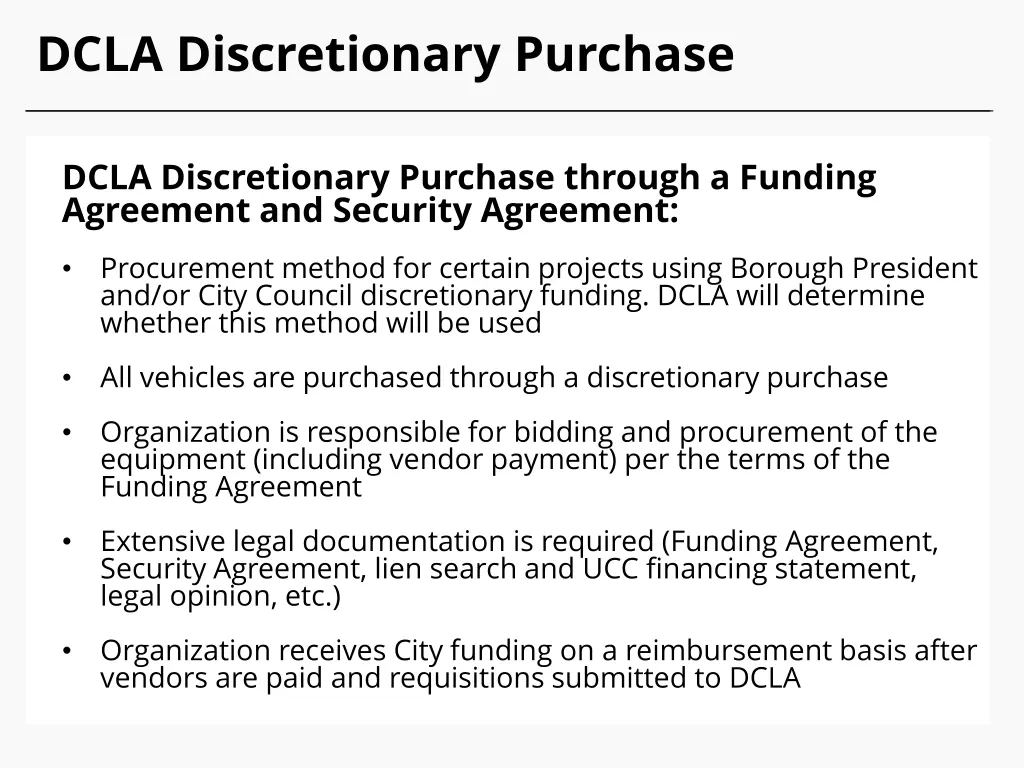 dcla discretionary purchase