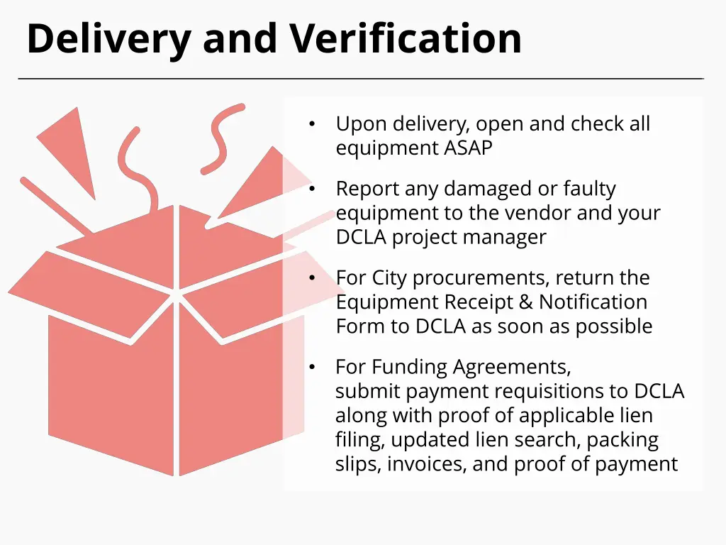 delivery and verification