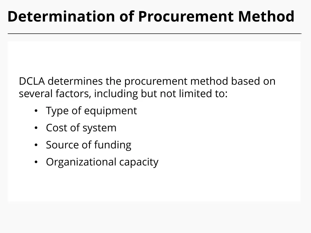 determination of procurement method