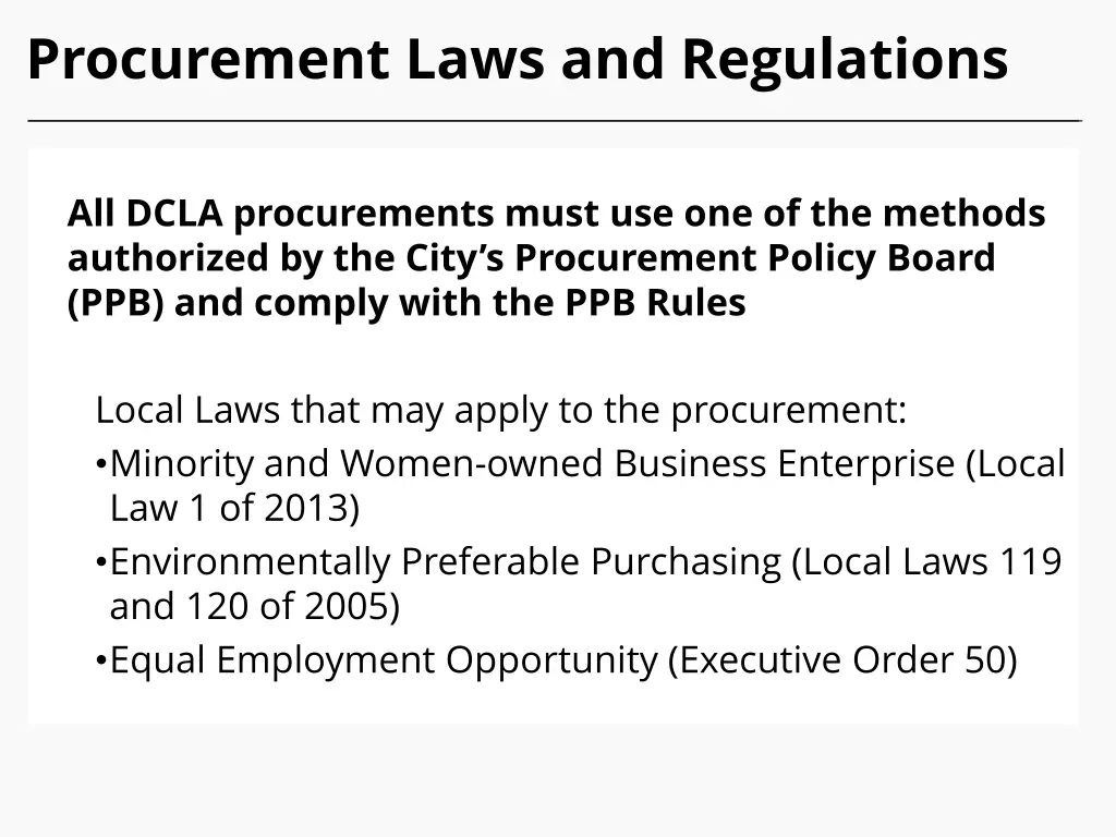 procurement laws and regulations