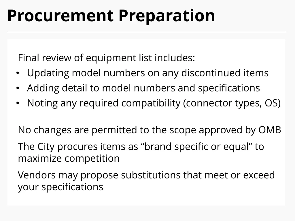 procurement preparation