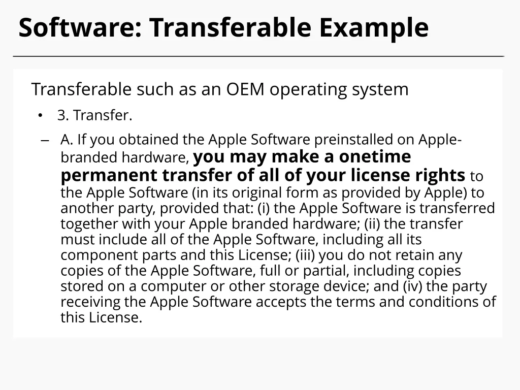 software transferable example