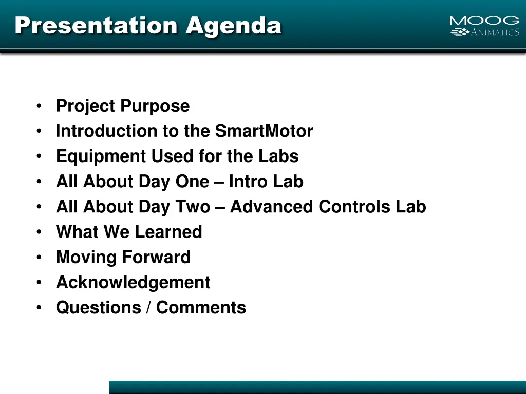 presentation agenda