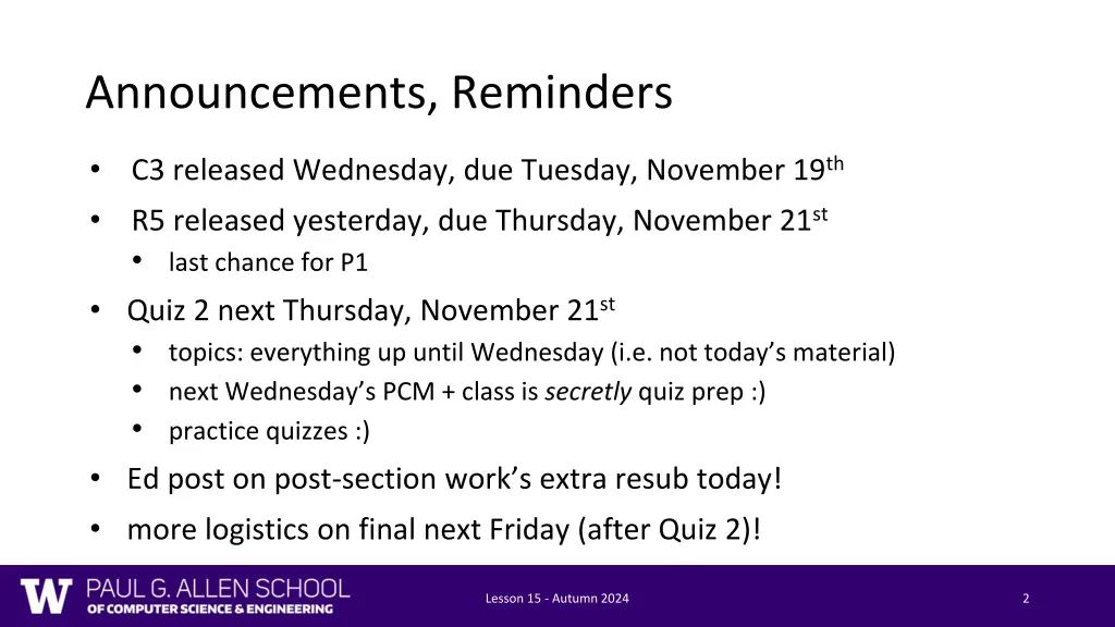 announcements reminders