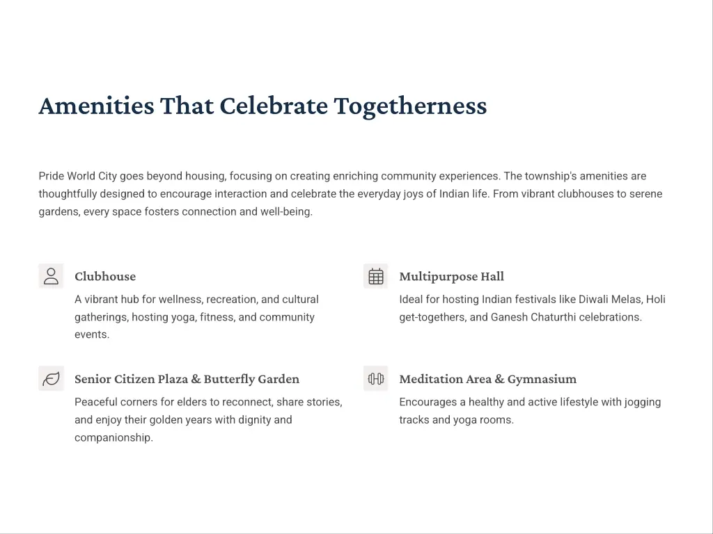 amenities that celebrate togetherness