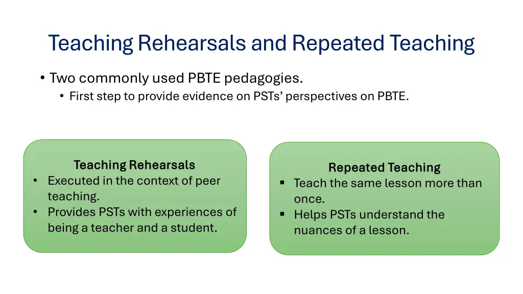 teaching rehearsals and repeated teaching