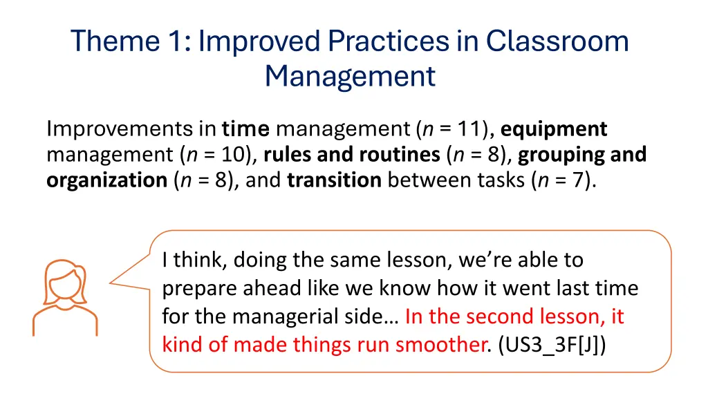 theme 1 improved practices in classroom management