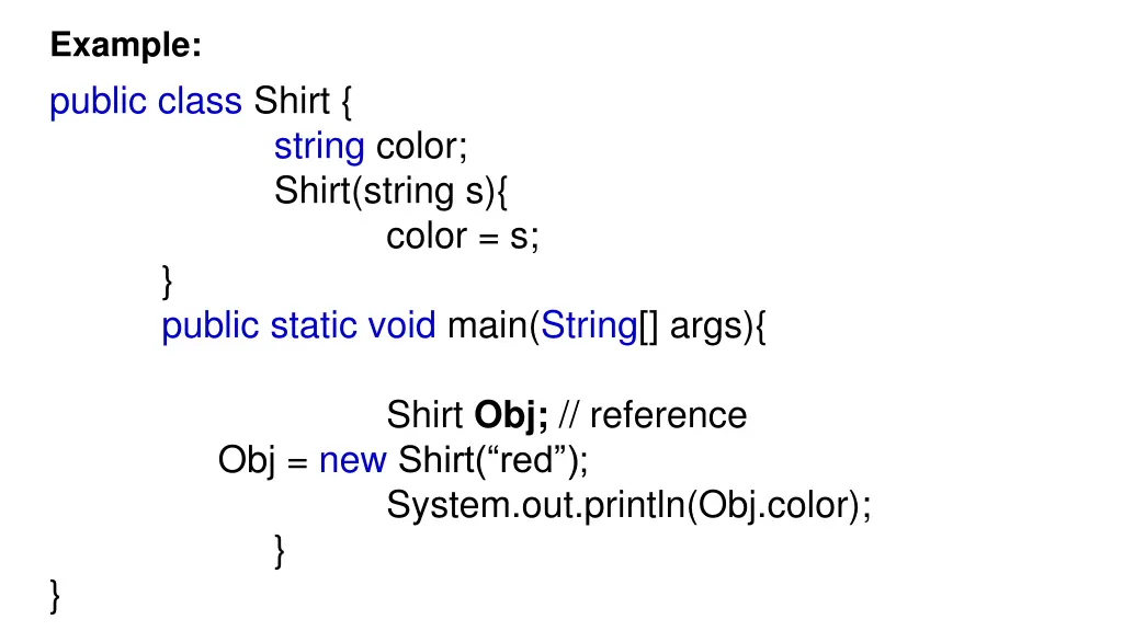 example public class shirt