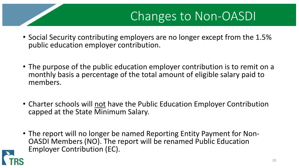 changes to non oasdi