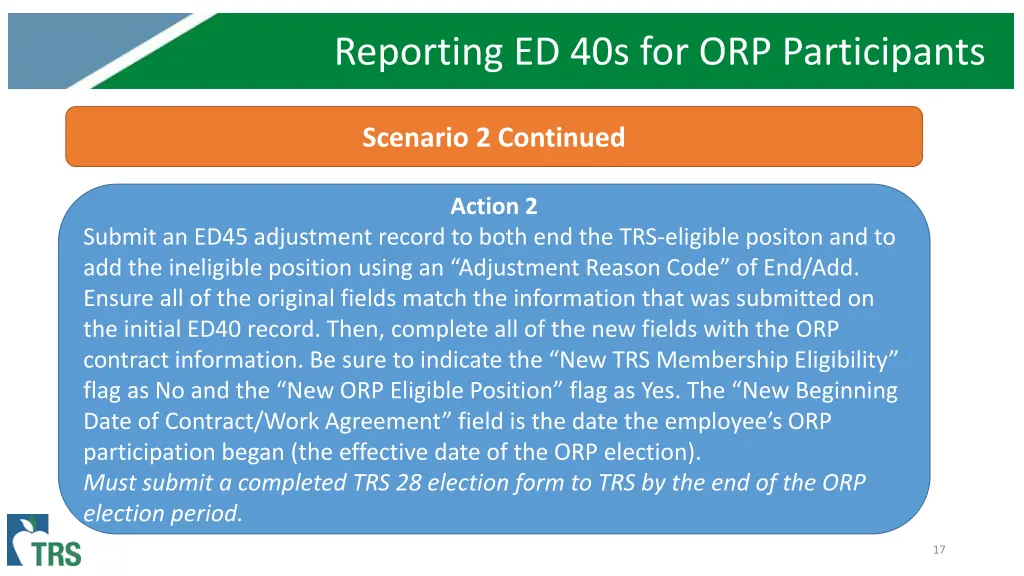 reporting ed 40s for orp participants 2