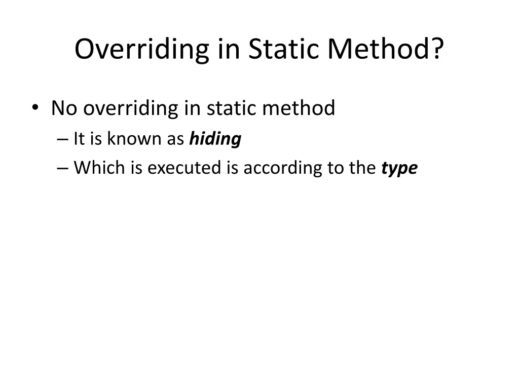 overriding in static method