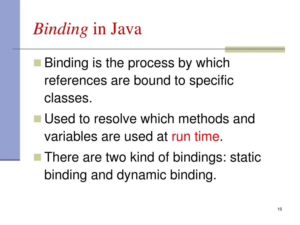 binding in java