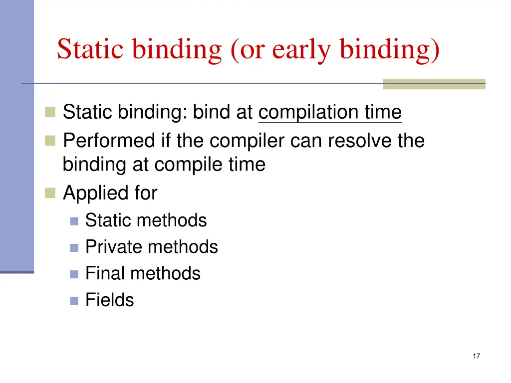 static binding or early binding