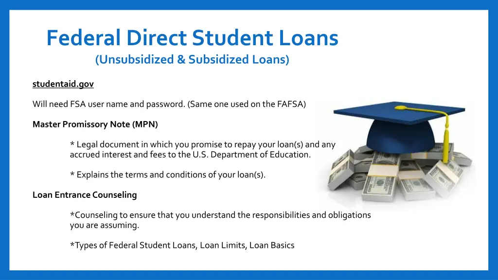 federal direct student loans unsubsidized