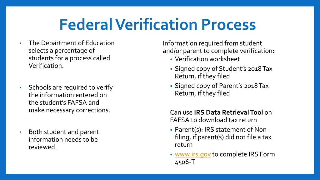 federal verification process