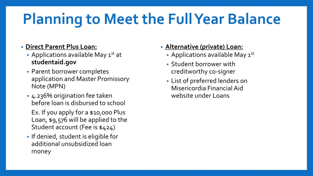 planning to meet the full year balance 1