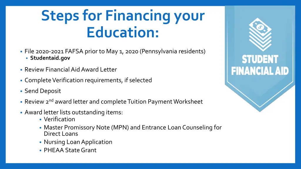 steps for financing your education