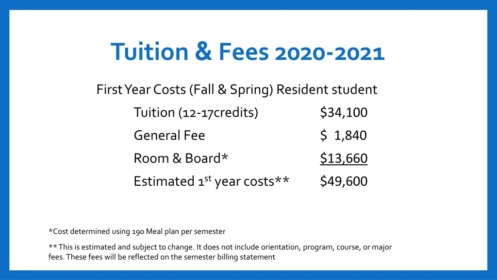 tuition fees 2020 2021