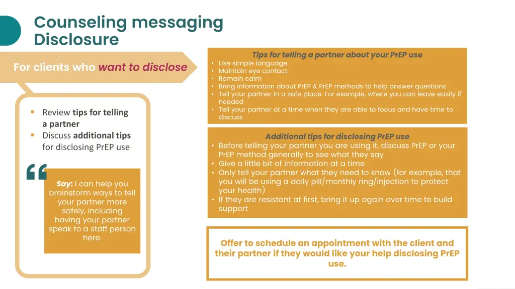 counseling messaging disclosure