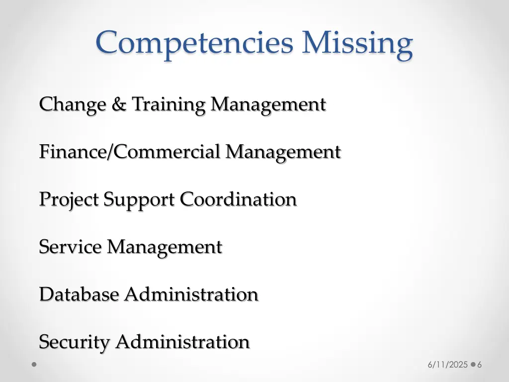 competencies missing