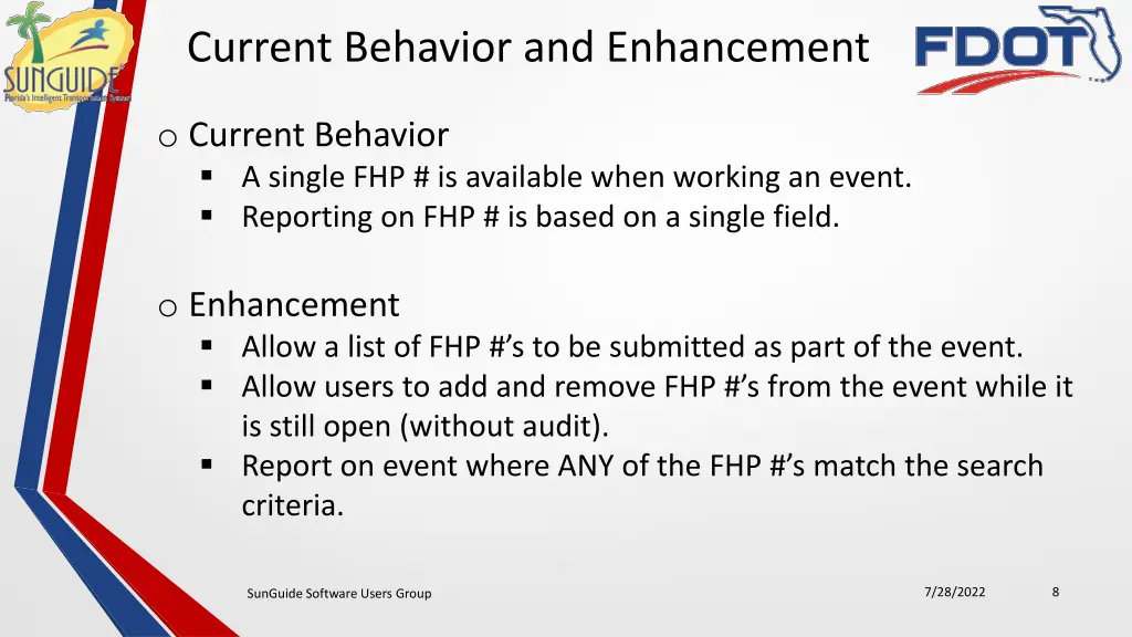 current behavior and enhancement