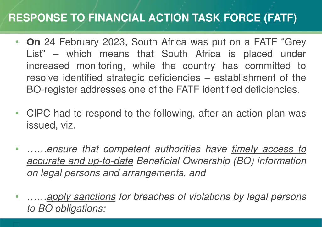 response to financial action task force fatf