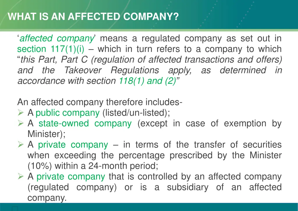 what is an affected company