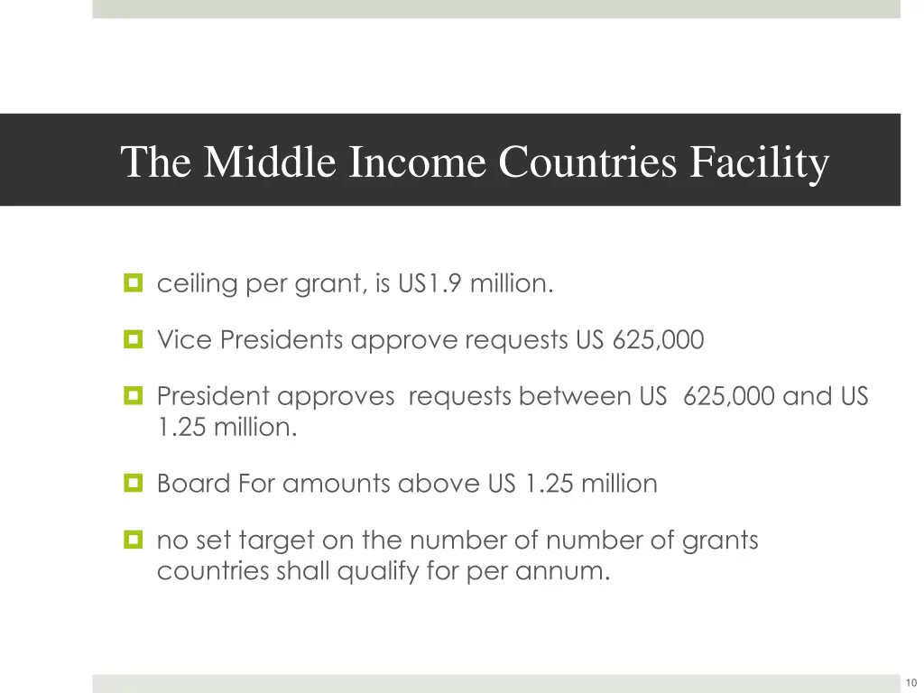 the middle income countries facility 1