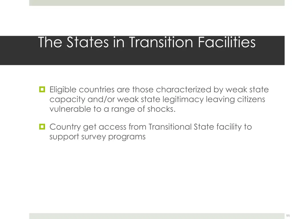 the states in transition facilities