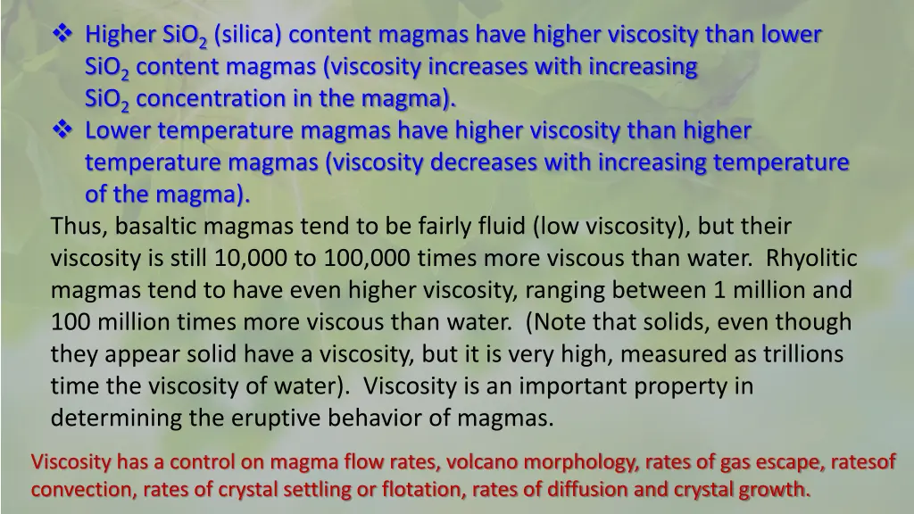 higher sio 2 silica content magmas have higher