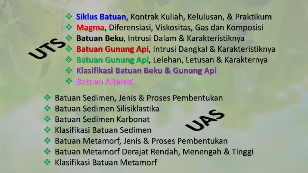siklus batuan kontrak kuliah kelulusan praktikum