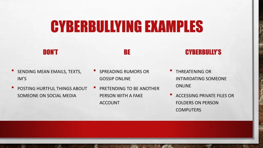 cyberbullying examples