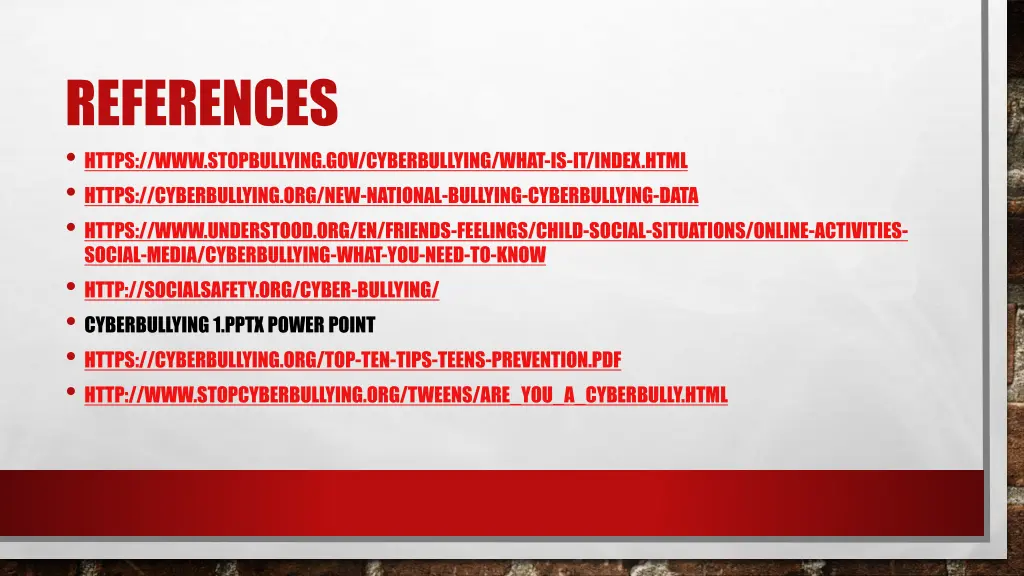 references https www stopbullying
