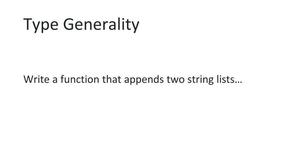 type generality
