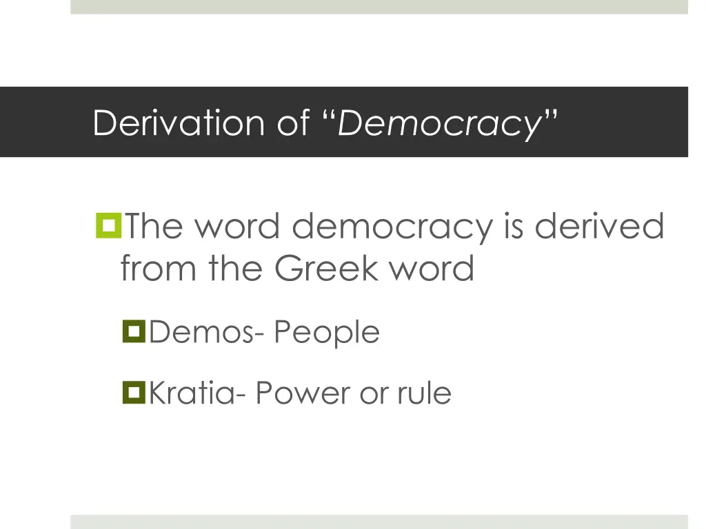 derivation of democracy