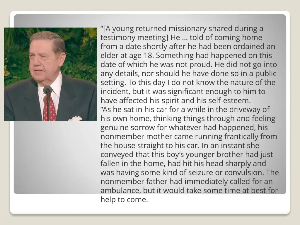 a young returned missionary shared during