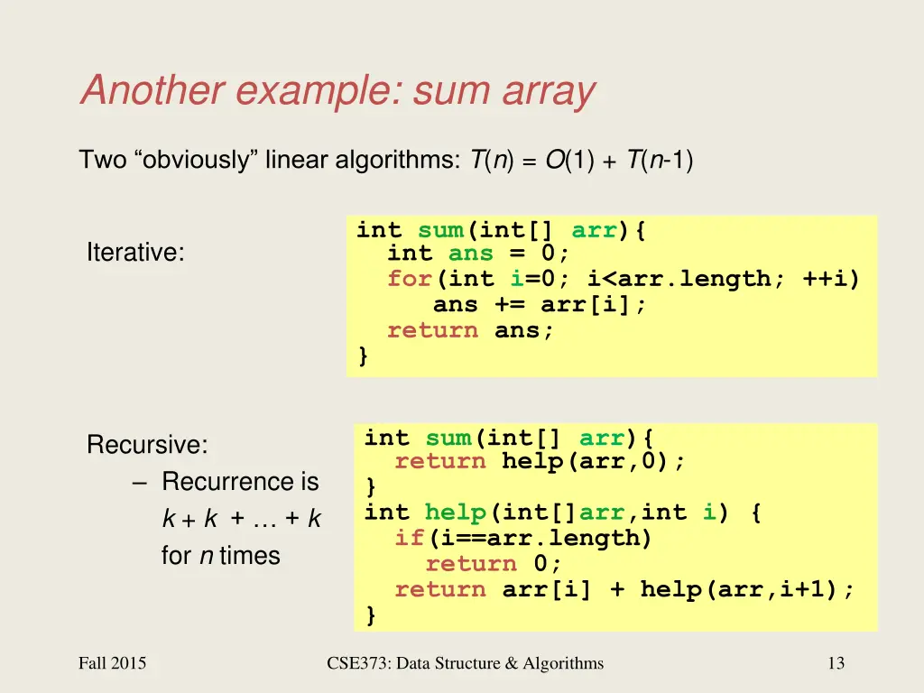 another example sum array