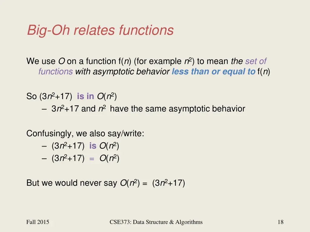 big oh relates functions