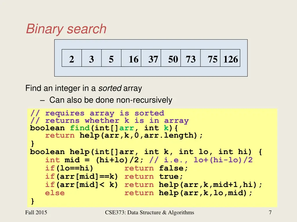 binary search
