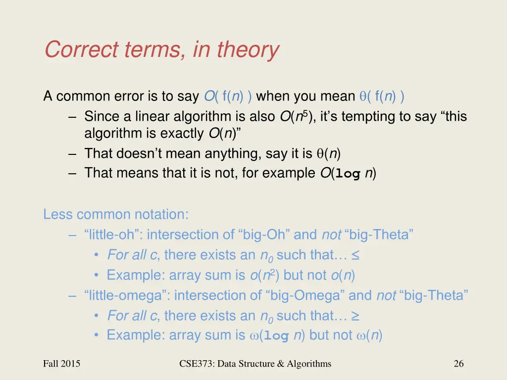 correct terms in theory