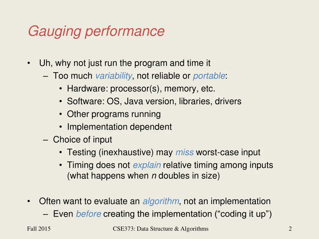 gauging performance