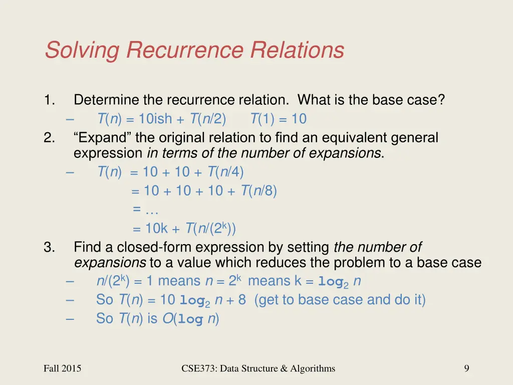 solving recurrence relations