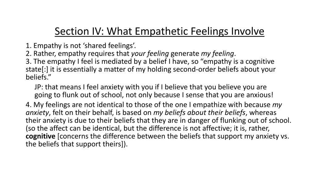 section iv what empathetic feelings involve